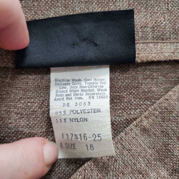 Lucia Woman's Vintage Brown Textured High Waisted Midi Career Skirt Plus Size 18 - Picture 5 of 7